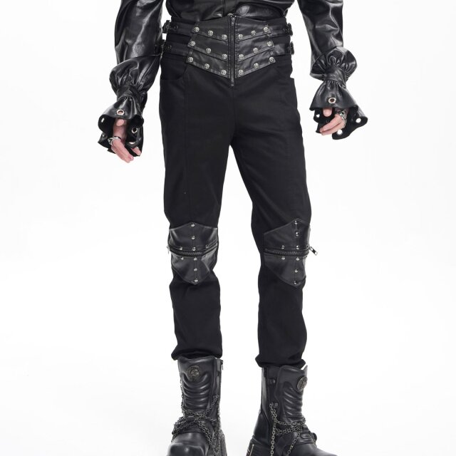 Gothic Jeans Cursed Nights mit Lederpatches XL