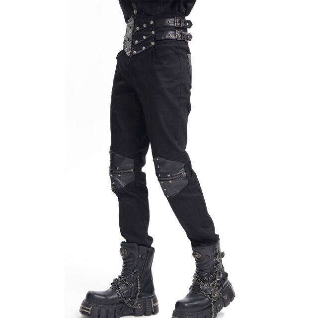 Gothic Jeans Cursed Nights mit Lederpatches XL