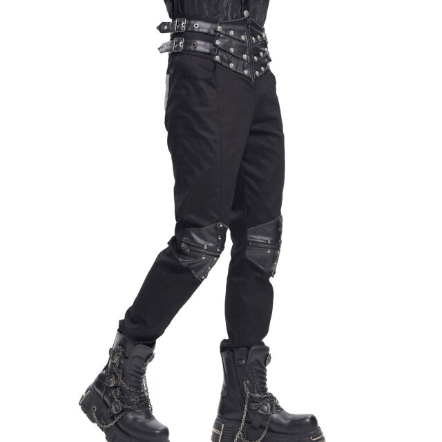 Gothic Jeans Cursed Nights mit Lederpatches XL