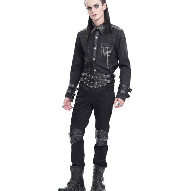 Gothic Jeans Cursed Nights mit Lederpatches XL