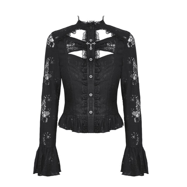 Victorian Goth Bluse Roses & Thorns XS