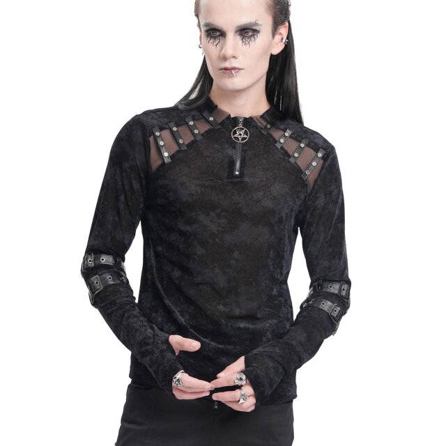 Longsleeve Caught In Hellfire mit Mesh und Riemen 3XL