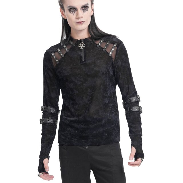 Longsleeve Caught In Hellfire mit Mesh und Riemen 3XL