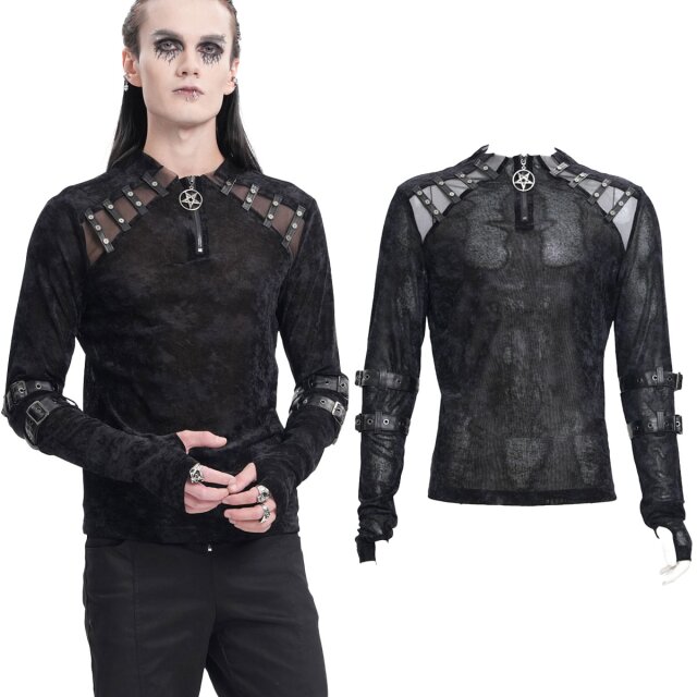 Devil Fashion longsleeve (TT282) in washed look with mesh...