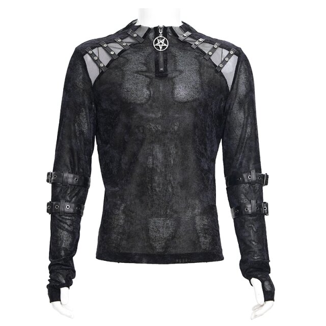 Longsleeve Caught In Hellfire mit Mesh und Riemen XL