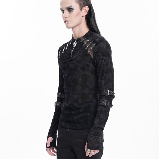 Longsleeve Caught In Hellfire mit Mesh und Riemen XXL
