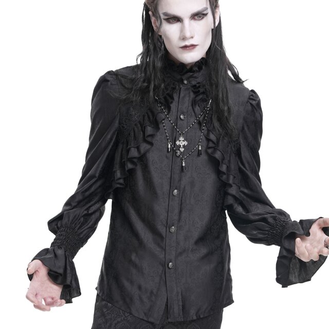 Victorian frill shirt Dine and Die with crosses