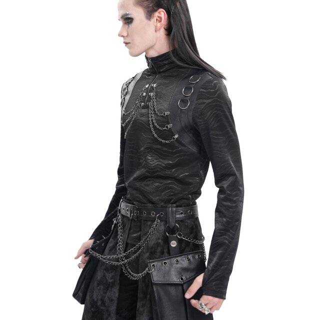 Gothic Longsleeve Cyber Waves mit Ketten XL