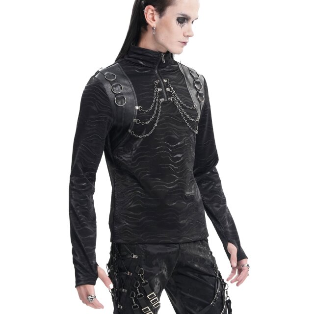 Gothic Longsleeve Cyber Waves mit Ketten XL