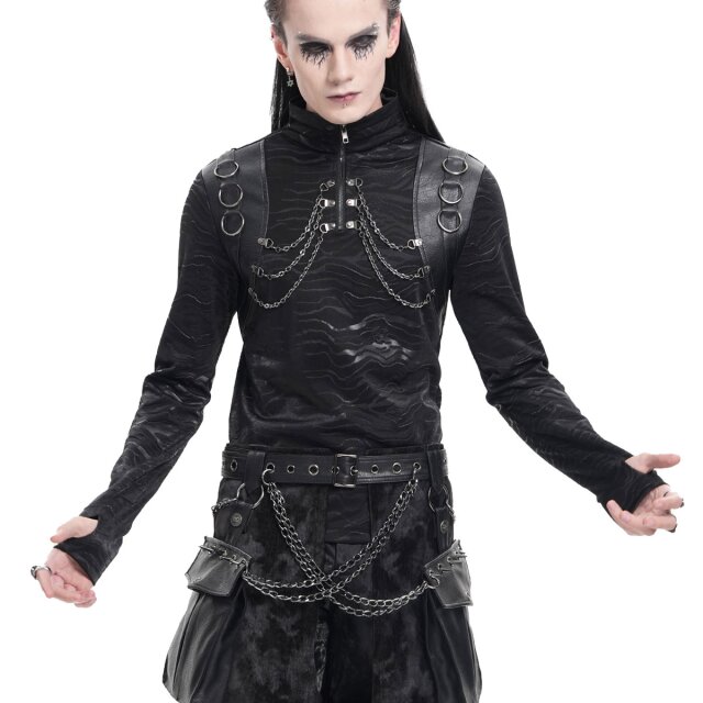 Gothic Longsleeve Cyber Waves mit Ketten XL