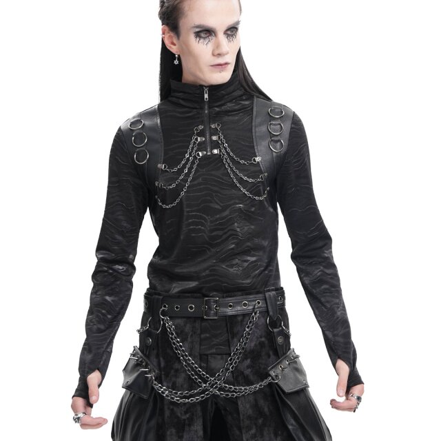 Gothic Longsleeve Cyber Waves mit Ketten XL