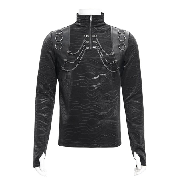 Gothic Longsleeve Cyber Waves mit Ketten XL