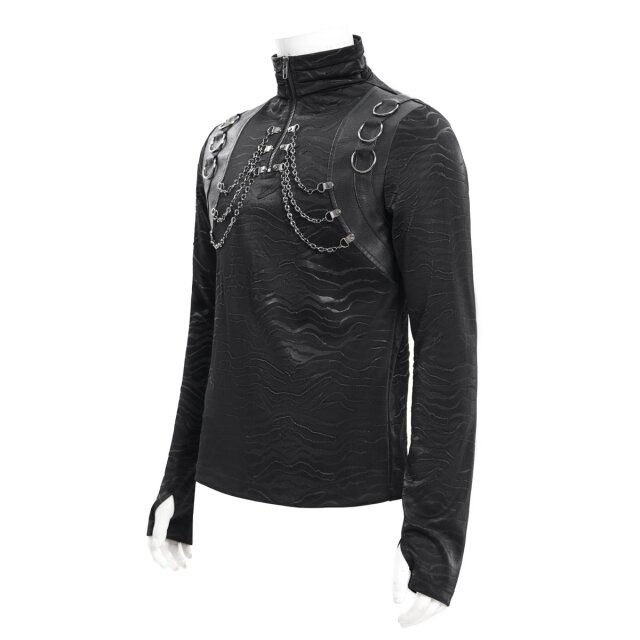 Gothic Longsleeve Cyber Waves mit Ketten XL