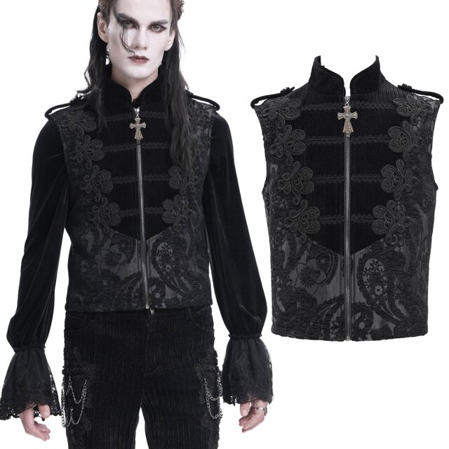 Darkly elegant gothic brocade waistcoat (WT090) from Devil Fashion - made of fine brocade, velvet and satin. Perfect for lords of darkness with style! 🖤