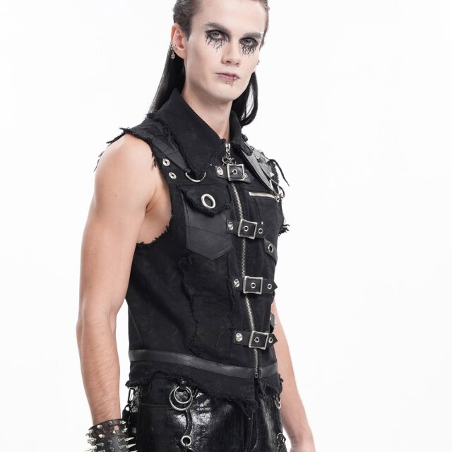 Gothic Jeansweste Devil Incarnate mit Riemen XL
