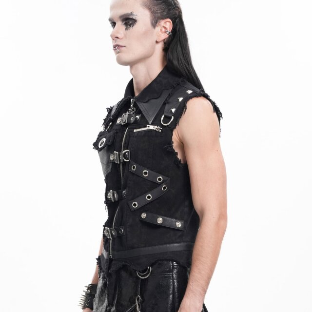 Gothic Jeansweste Devil Incarnate mit Riemen XL