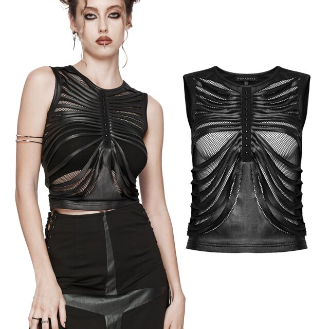 PUNK RAVE Wetlook-Tanktop Flaring Pain XS-S