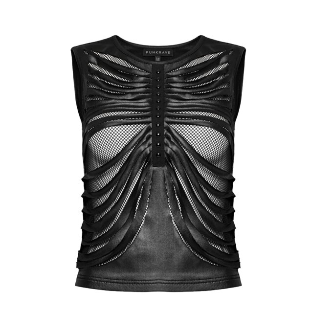 PUNK RAVE Wetlook-Tanktop Flaring Pain XS-S