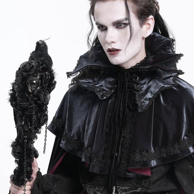 Blauschwarzer Gothic Vampir-Kragen Lord Blood Sucker aus Samt XXS-L