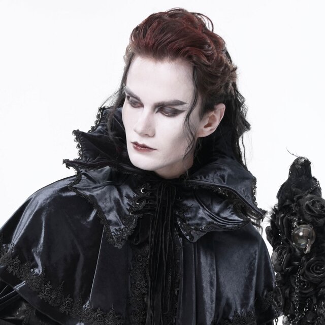 Blauschwarzer Gothic Vampir-Kragen Lord Blood Sucker aus Samt XXS-L
