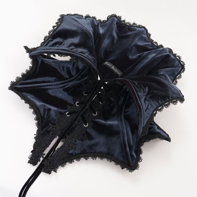 Blauschwarzer Gothic Vampir-Kragen Lord Blood Sucker aus Samt XXS-L