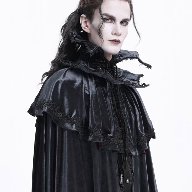 Blauschwarzer Gothic Vampir-Kragen Lord Blood Sucker aus Samt XXS-L