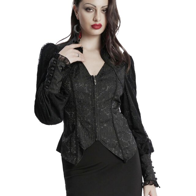 Punk Rave Gothic-Bluse Mystic Glow mit Reißverschluss L