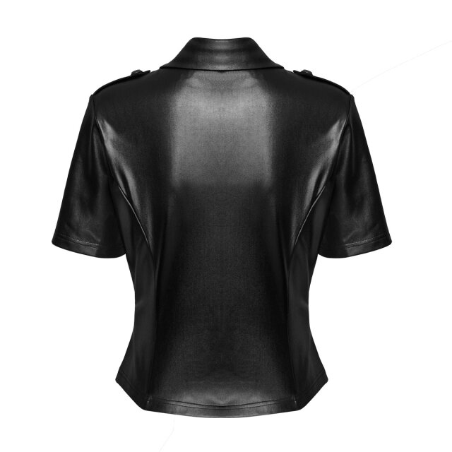 Punk Rave Wetlook Uniform Kurzarm-Bluse Wicked Command L