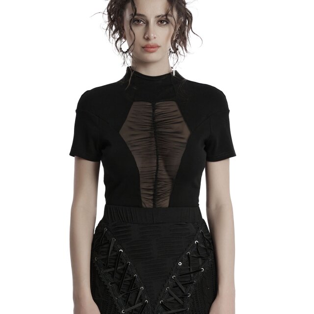 Punk Rave Sweet Sinister T-Shirt mit Mesh-Einsatz in Sarg-Form XS/S