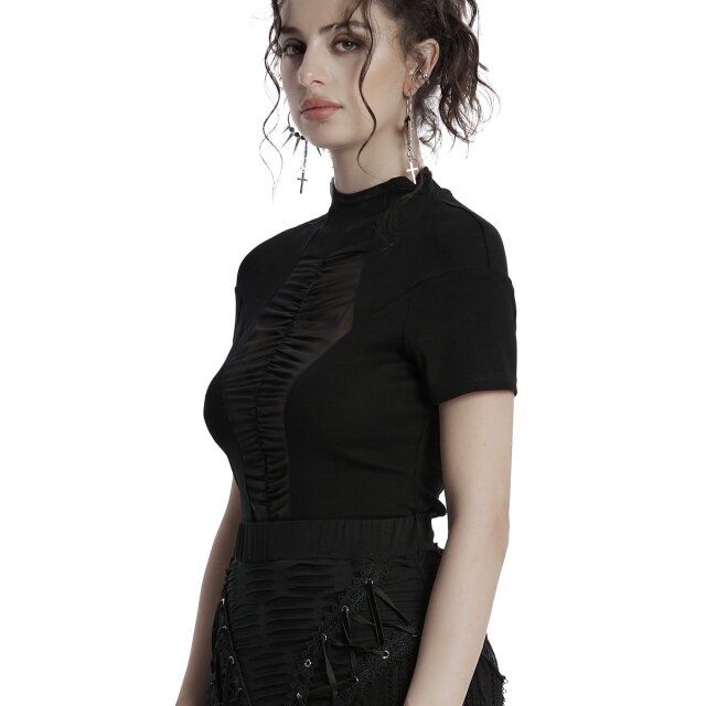 Punk Rave Sweet Sinister T-Shirt mit Mesh-Einsatz in Sarg-Form XS/S