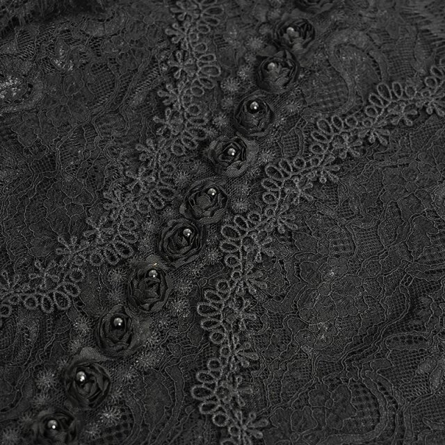 Romantisches Victorian Goth Blusenshirt Sombras Amadas uni-schwarz-XL