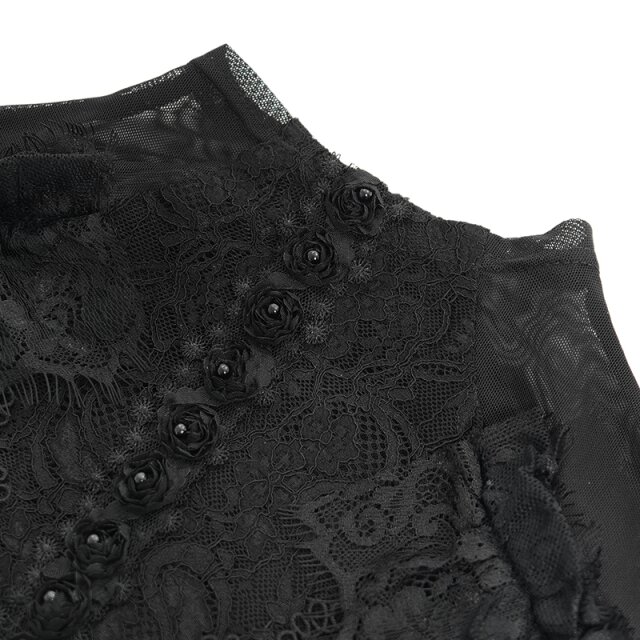 Romantisches Victorian Goth Blusenshirt Sombras Amadas uni-schwarz-XL