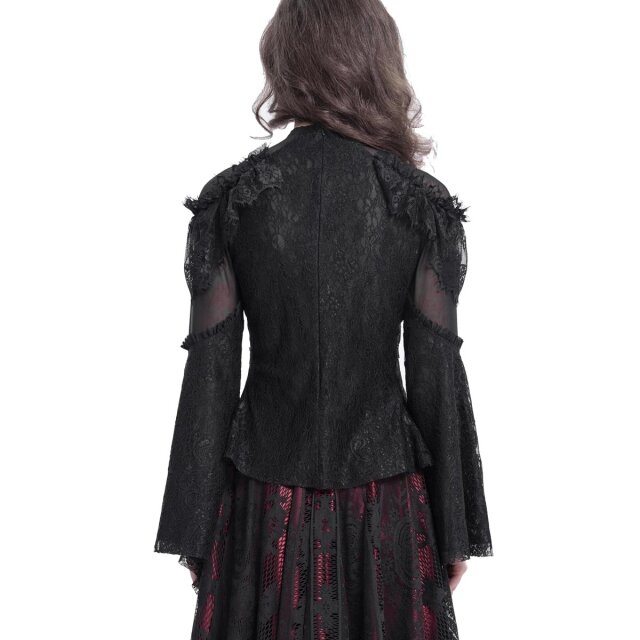 Romantisches Victorian Goth Blusenshirt Sombras Amadas uni-schwarz-XL