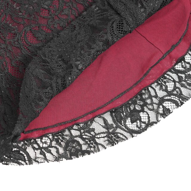 Romantisches Victorian Goth Blusenshirt Sombras Amadas rot-schwarz-L