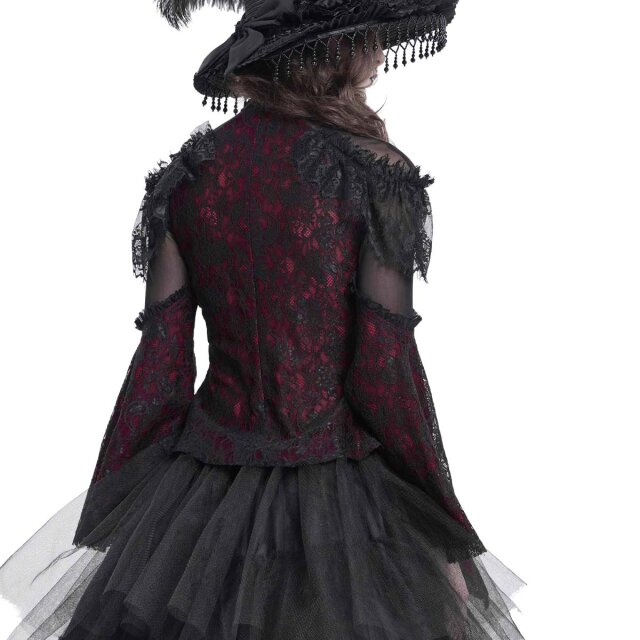 Romantisches Victorian Goth Blusenshirt Sombras Amadas rot-schwarz-L