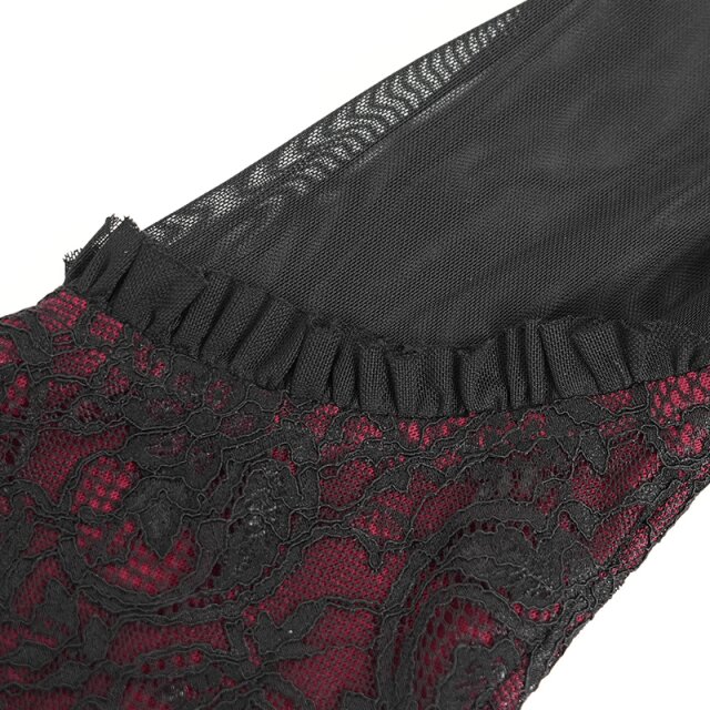 Romantisches Victorian Goth Blusenshirt Sombras Amadas rot-schwarz-L