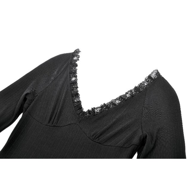 Langes schmales Gothic-Kleid Moonlit Kisses mit Spitze L