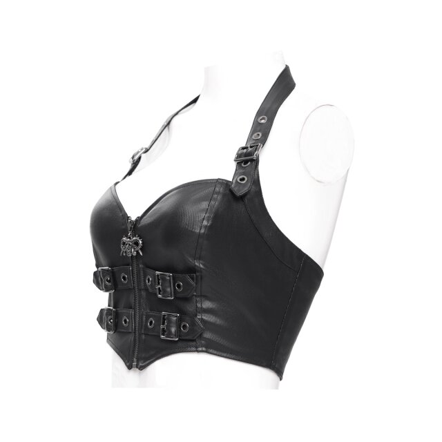 halterneck corset top in leather look