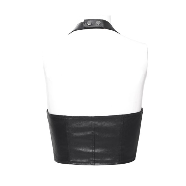 halterneck corset top in leather look