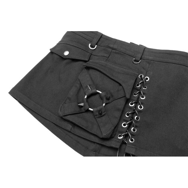 Ultra-short punk mini Bad Medicine made of stretch denim with cargo pocket - size: XL