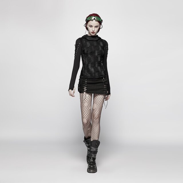 Ultra-short punk mini Bad Medicine made of stretch denim with cargo pocket - size: XL