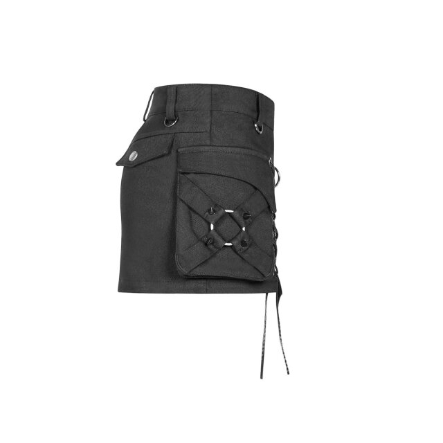 Ultra-short punk mini Bad Medicine made of stretch denim with cargo pocket - size: XL