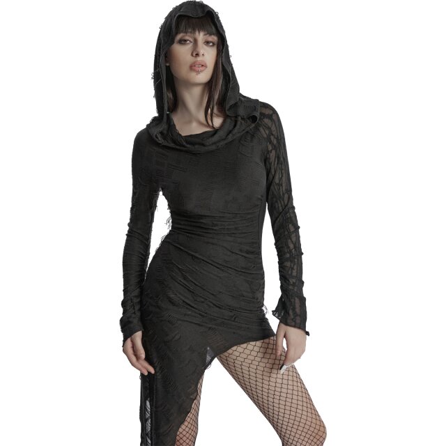 Punk Rave asymmetric pointed dress with hood | BOUDOIR NOIR