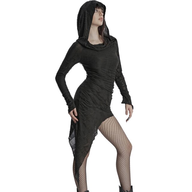 Punk Rave asymmetric pointed dress Fatal Darkness with hood