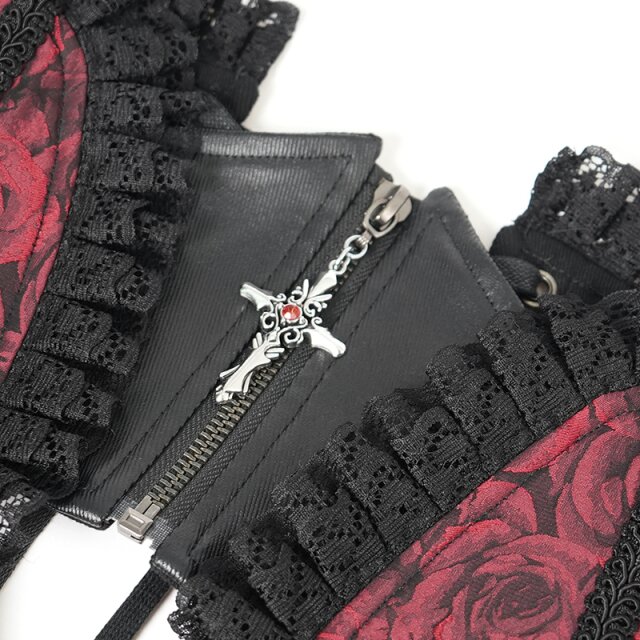 Gothic Korsagengürtel Crimson Grace rot-schwarz-3XL-4XL