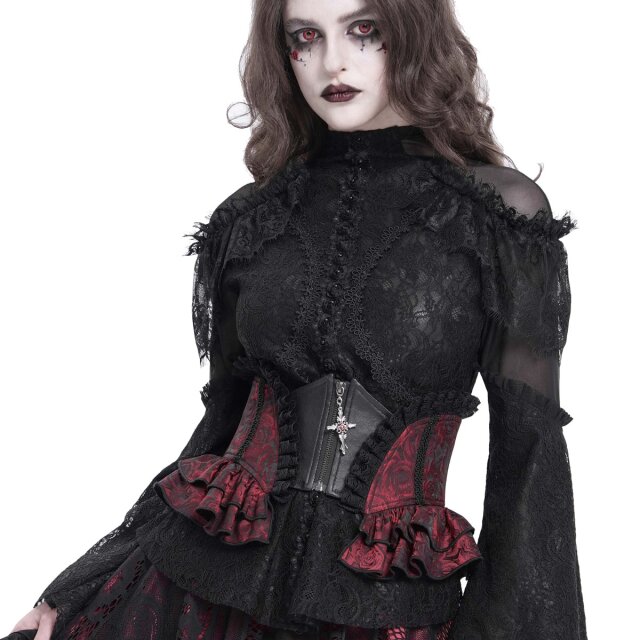 Gothic Korsagengürtel Crimson Grace rot-schwarz-3XL-4XL