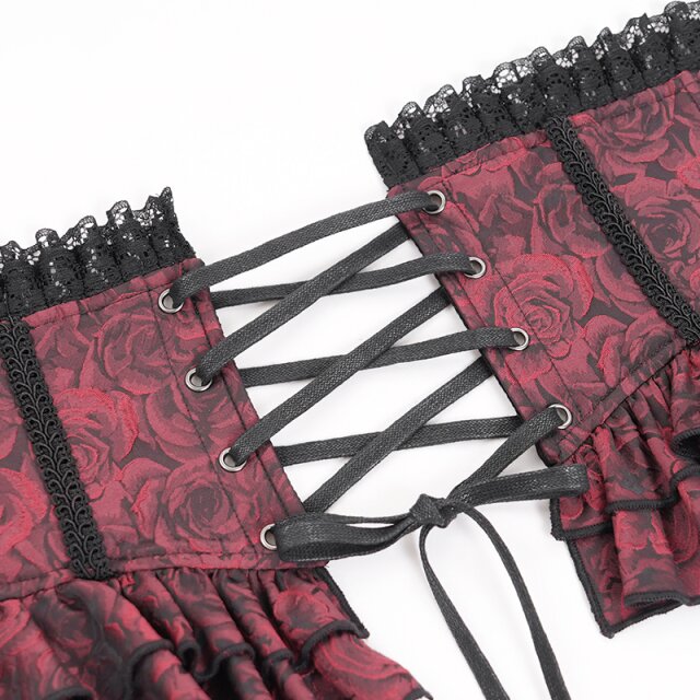 Gothic Korsagengürtel Crimson Grace rot-schwarz-3XL-4XL