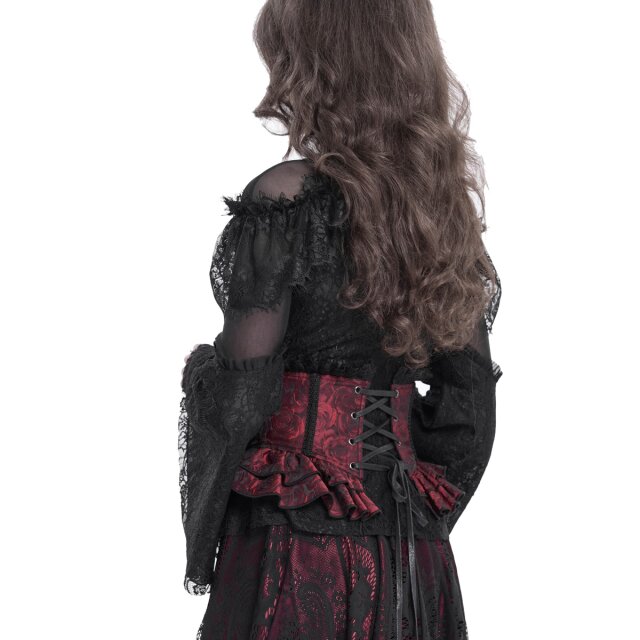 Gothic Korsagengürtel Crimson Grace rot-schwarz-3XL-4XL