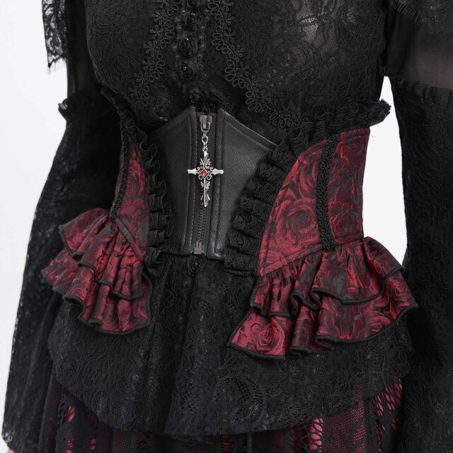 Gothic Korsagengürtel Crimson Grace rot-schwarz-3XL-4XL