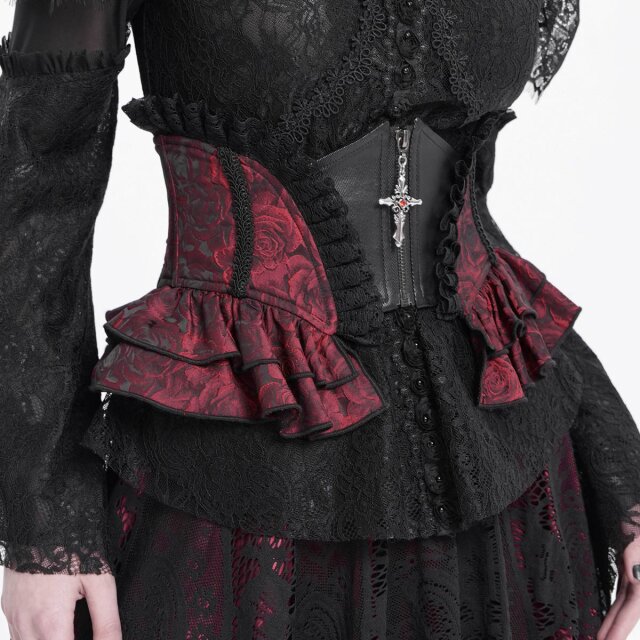 Gothic Korsagengürtel Crimson Grace rot-schwarz-3XL-4XL